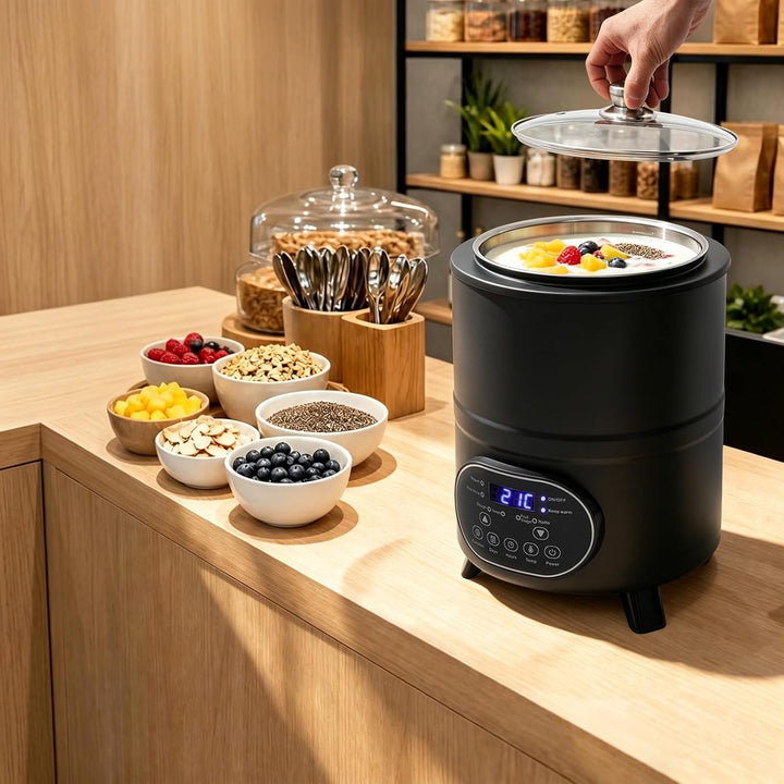 Joghurtmaschine 8 Liter, Edelstahl 304, Joghurtbereiter mit Temperaturregelung 25-80°C, für Fruchtes