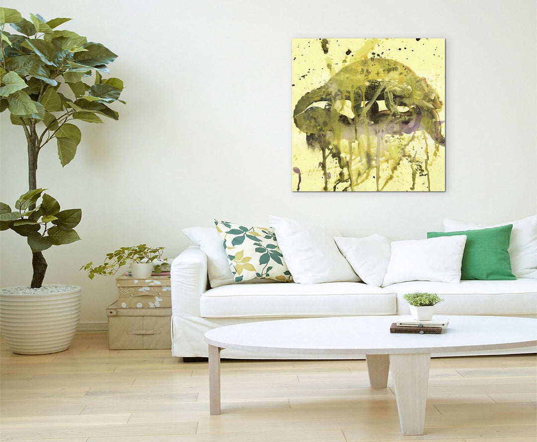 Chameleon_60x60cm Splash Art Paul Sinus Aquarell, Gemälde, Kunstbild auf Leinwand
