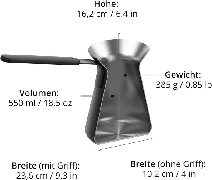 OTTO: Moderne türkische Kaffeekanne 550 ml, Edelstahl - BLACK - Funktioniert bei allen Herdarten Sch
