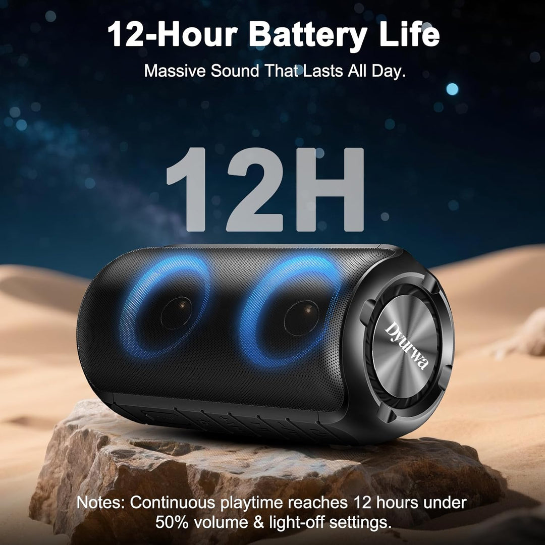 Bluetooth Lautsprecher mit Licht, 52mm Dual Musikbox Bluetooth Box Fantastischer Sound, 12H Outdoor