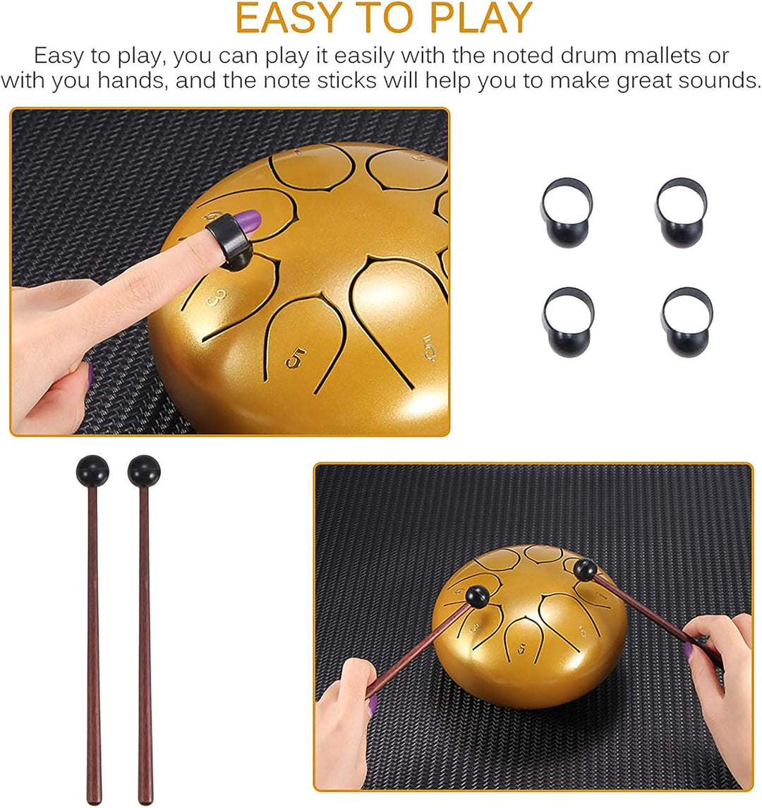Konesky Steel Tongue Drum, 6 Zoll Stahlzungentrommel Hand Pan Percussion Drum für Meditation, 8 Tone