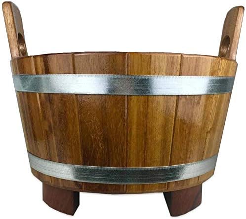 SudoreWell® Sauna Fusswanne aus Kambalaholz mit transparenter Versieglung inkl. Ablauf mit Standrohr
