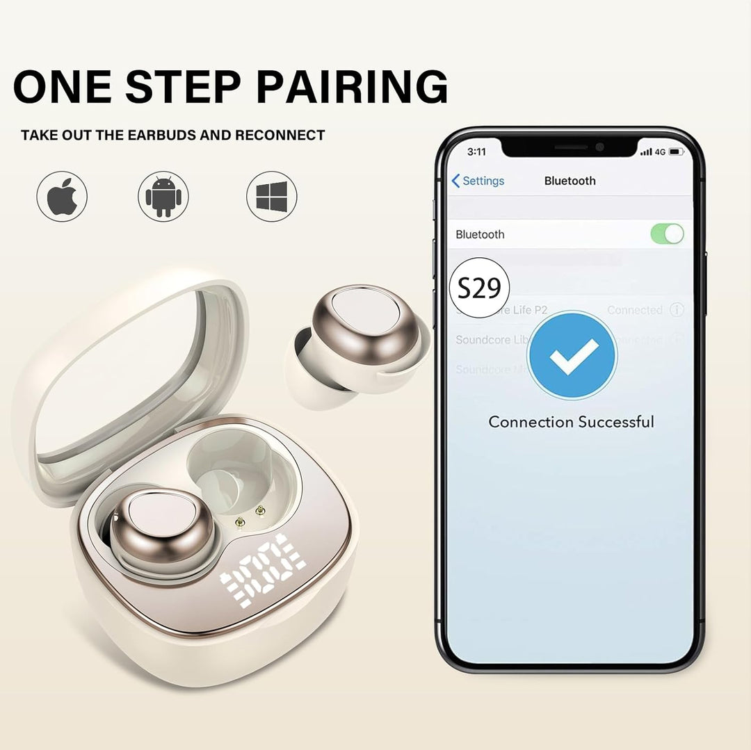 Mini Schlafkopfhörer Bluetooth 5.4 Kopfhörer, in Ear Kopfhörer Kabellos mit 25 Stunden Akkulaufzeit,