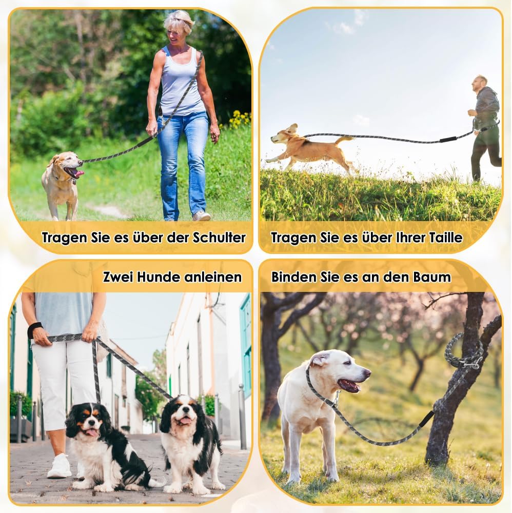 Hundeleine 3m für Kleine mittelgrosse Hunde, 8in1 Schleppleine mit 3 Verstellbare Schnalle und Griff