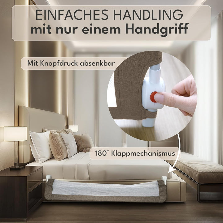 NooMii Rausfallschutz – faltbares Bettgitter 150×35×48,5 cm, Bettumrandung für Babybett, Kinderbett