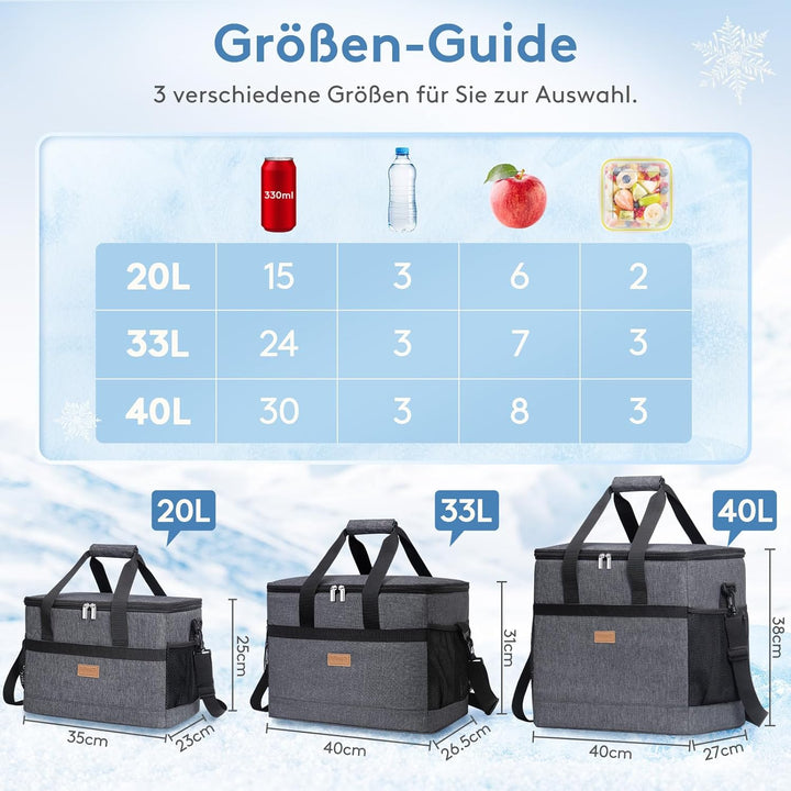 Lifewit 20L Kühltasche Gross faltbar Kühlkorb Kühlbox Isoliertasche Thermotasche Picknicktasche für