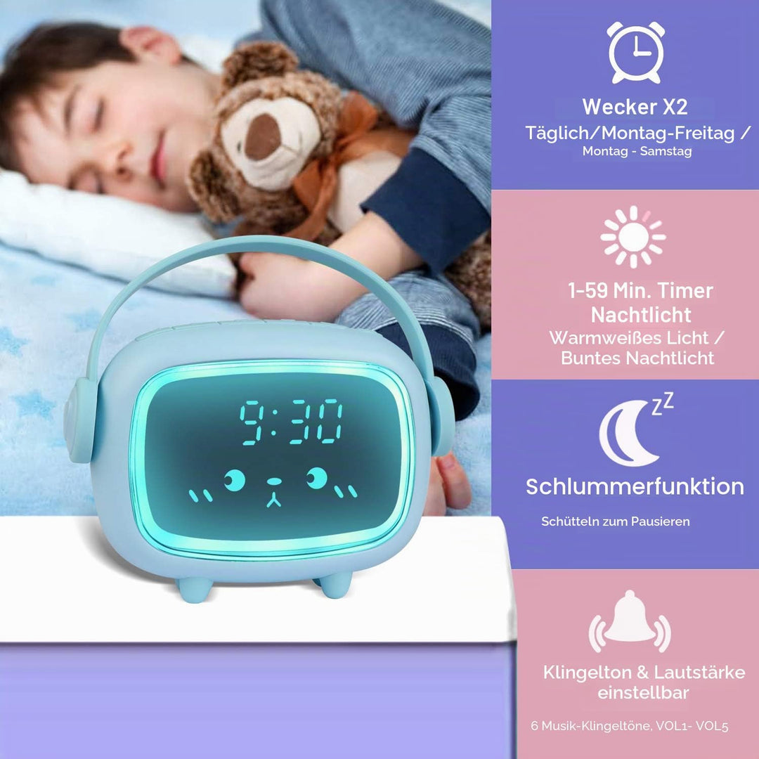 Ayybboo Wecker Kinder Digital Kinderwecker für Mädchen Jungen Digitaluhr Engel Wecker Uhr Wecker (Bl