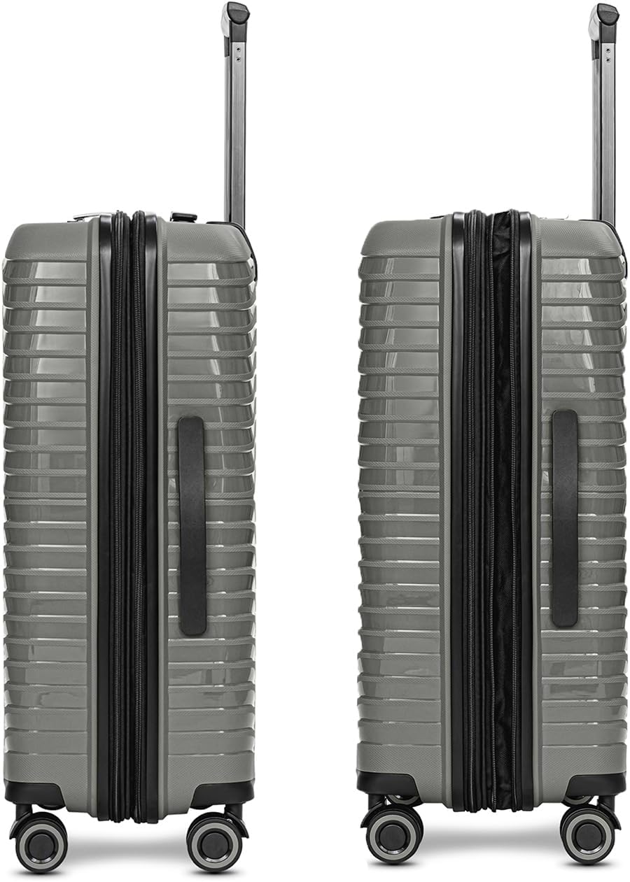 Stratic Shine Koffer gross | Trolley mit 4 360° Drehbare Rollen, Kreuzpackgurt, Dehnfalten, arretier