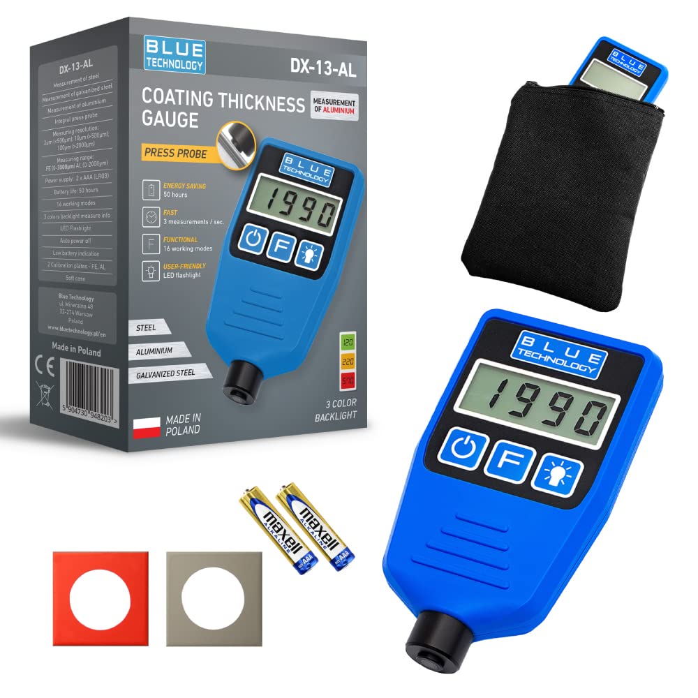 Blue Technology DX-13-AL Schichtdickenmessgerät Lackdickenmessgerät | Stahl & Aluminium | Coating th
