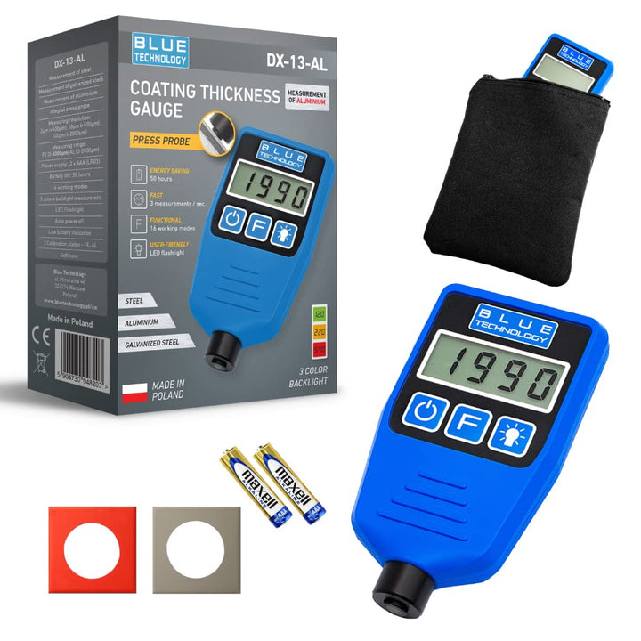 Blue Technology DX-13-AL Schichtdickenmessgerät Lackdickenmessgerät | Stahl & Aluminium | Coating th