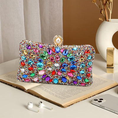 CORIOS Strass Clutch für Damen Shiny Abendtasche Diamant Clutch Tasche Kette Schultertasche Elegante