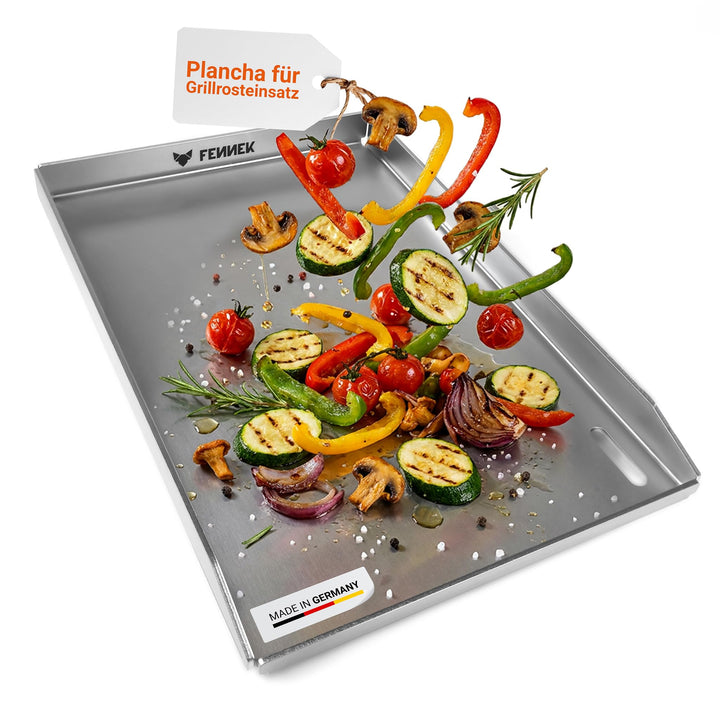FENNEK Plancha für Napoleon 45 x 30 x 3,5 cm mit Vorderkante | 4,0 mm Edelstahl | Spülmaschinenfest