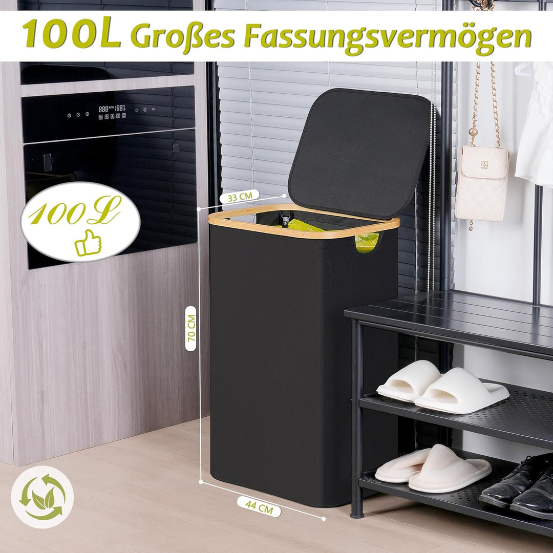 efluky Gelber Sack Ständer 100L, Mülleimer mit Deckel, Müllsackständer für Gelbe Säcke, Leichte Entn