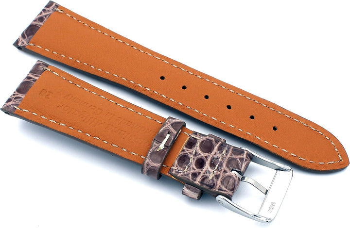 20mm XS Damenlänge Echt Alligator Vintage hangemacht in Deutschland Uhrenarmband Beige