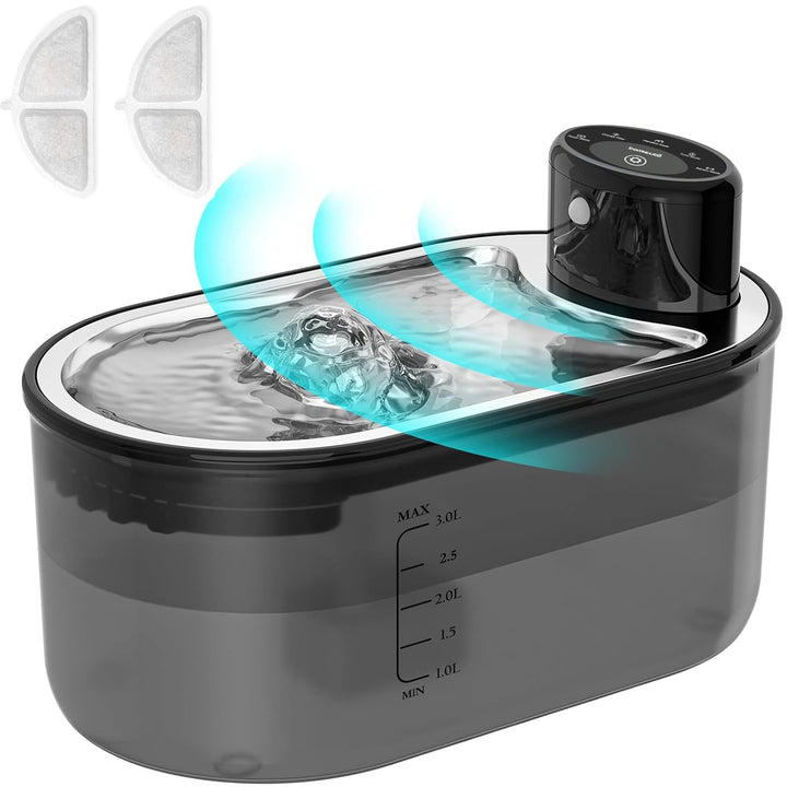 TOMXCUTE 3,0 l Katzenbrunnen mit Bewegungsmelder, Kabelloser Trinkbrunnen Für Katze, 𝟒𝟎𝟎𝟎𝐦𝐀𝐡 𝐀𝐤𝐤𝐮 Ba