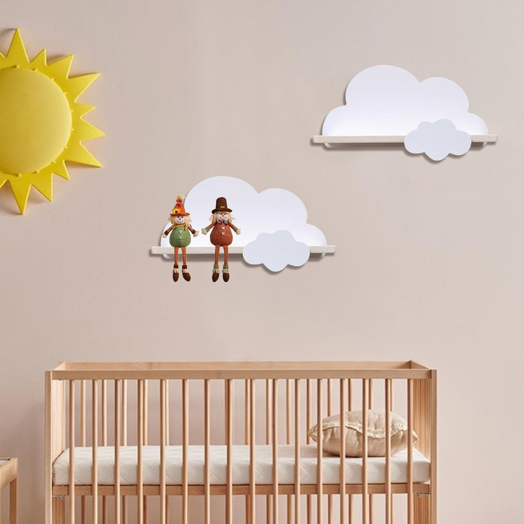 Wolkenregale Holz-Wolken-Wandregale mit Haken süsses und einfaches Wandregal zur Aufbewahrung von Bü