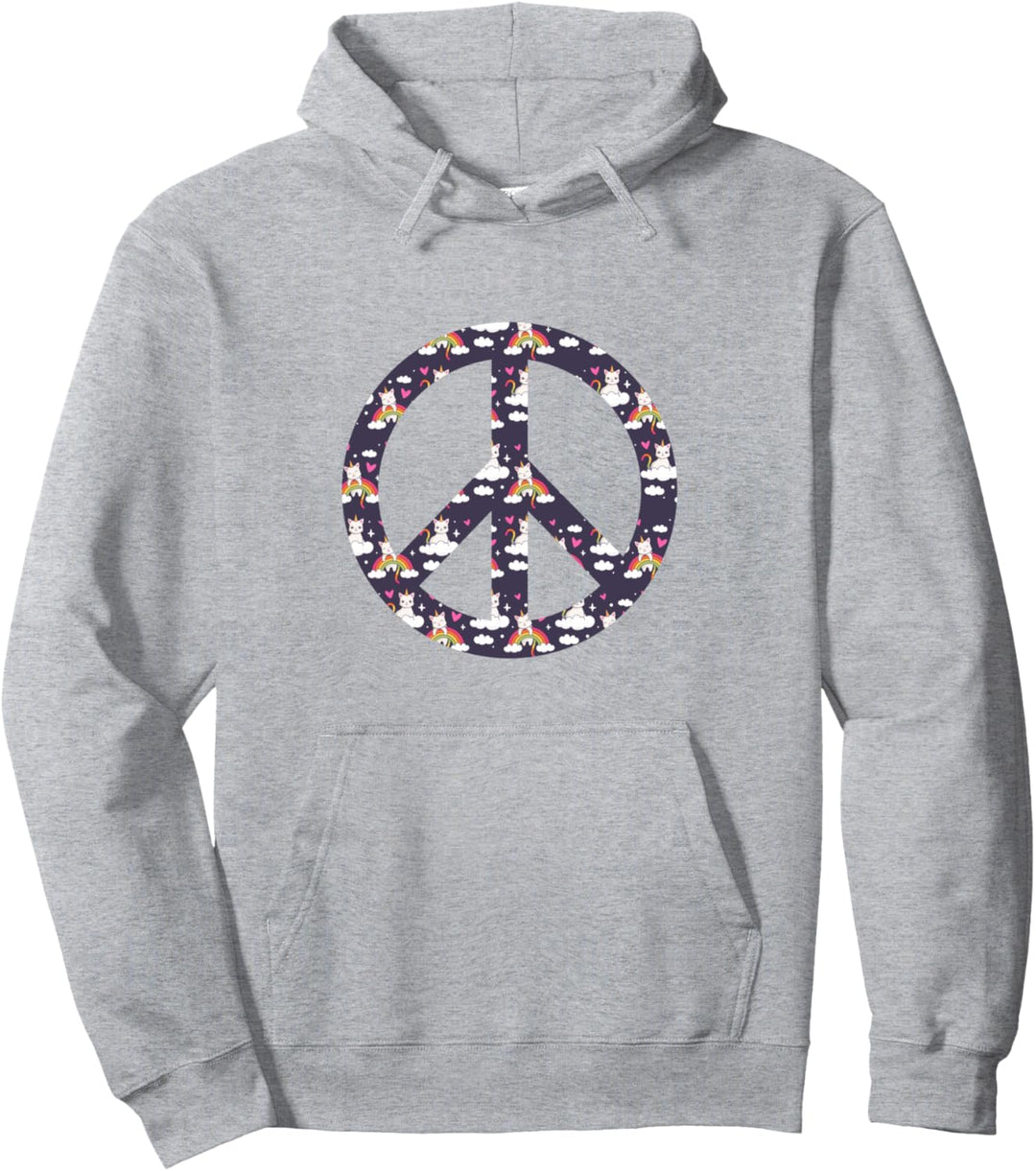 Peace Zeichen - Friedenszeichen mit süssen Katzen Einhorn Pullover Hoodie