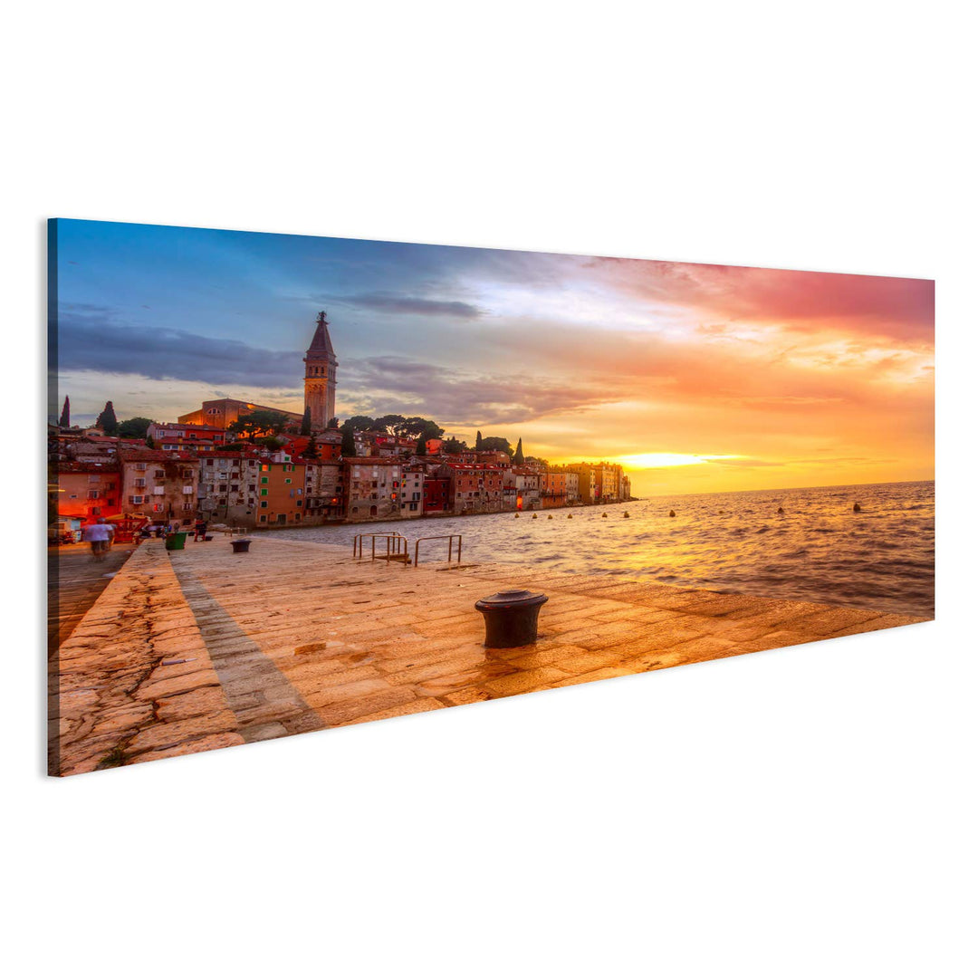 Bild Bilder auf Leinwand Schöner Sonnenuntergang in Rovinj an der Adriaküste von Kroatien Wandbild L