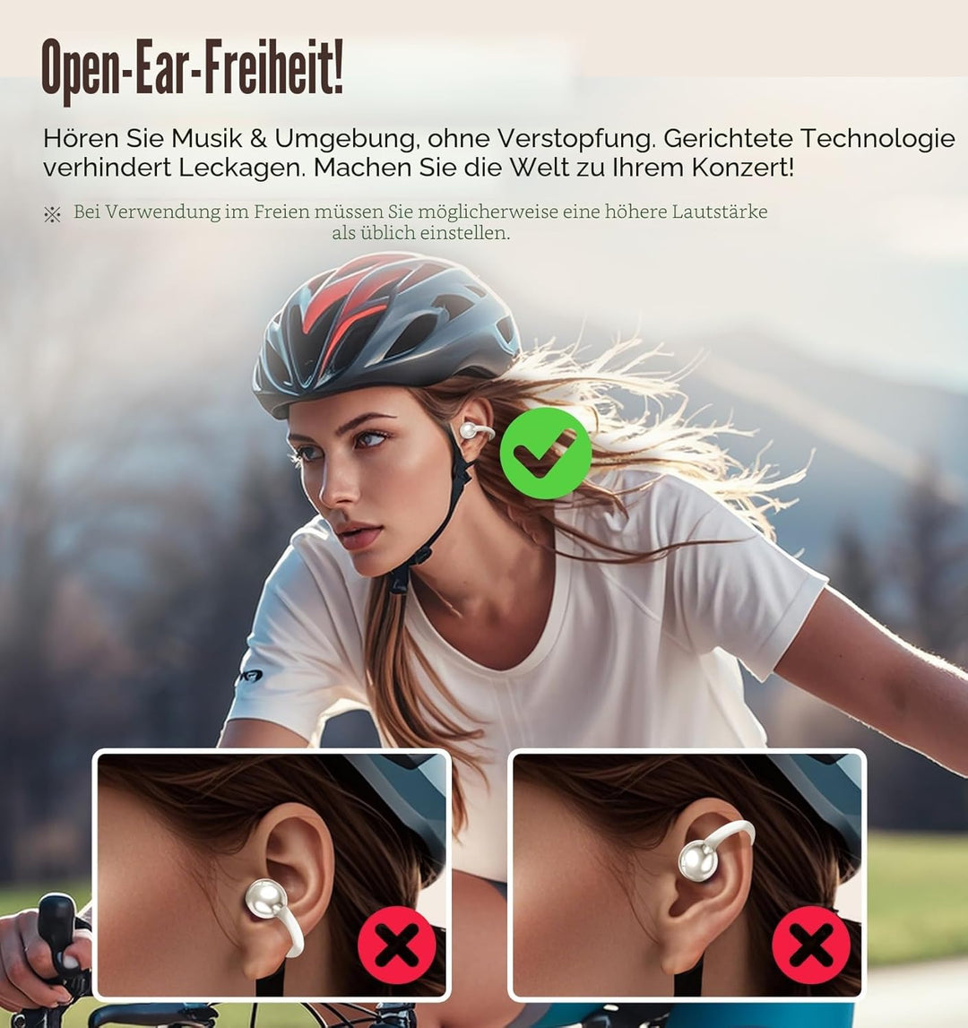 King Lucky Open-Ear-Kopfhörer Kabellos Bluetooth 6.0–Clip-On-Ohrhörer mit Mikrofon,50h Spielzeit,ENC