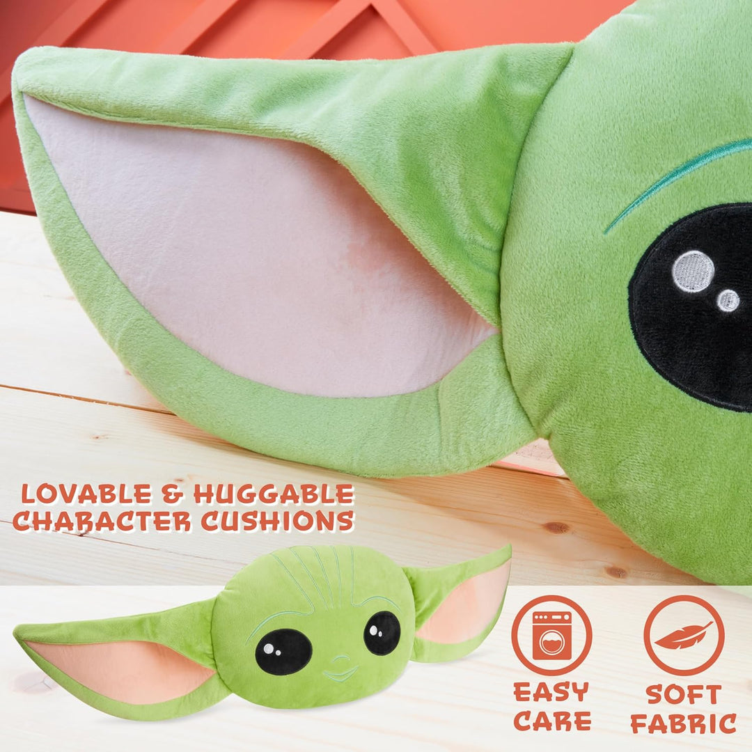 Disney Mandalorian Baby Yoda Plüsch Zierkissen mit Füllung und Bezug, 3D Kinderzimmer Kissen für Bet