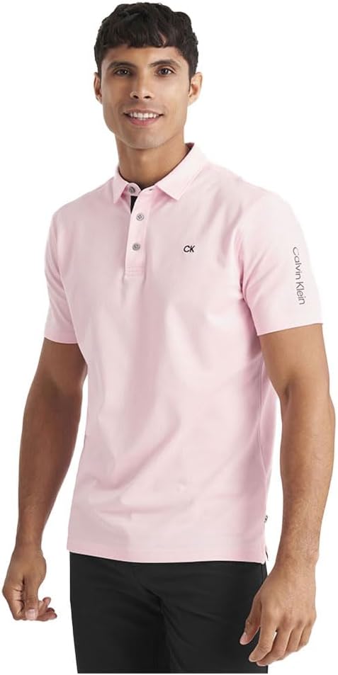 Calvin Klein Herren Golf Polo Shirt Leicht Atmungsaktiv Stretch Nachhaltig S Baby Pink, S Baby Pink