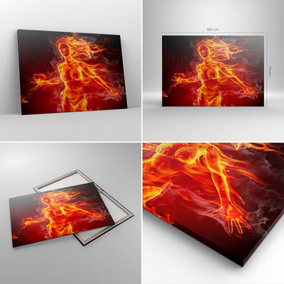 Bilder auf Leinwand 100x70cm Leinwandbild Frau Flammen Illustration Gross Wanddeko Bild Schlafzimmer