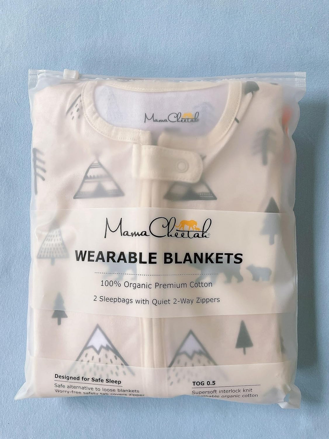 Mama Cheetah Baby Schlafsack, 0.5 TOG 100% Bio-Baumwolle, Ideal für den Sommer, Sommerschlafsack für