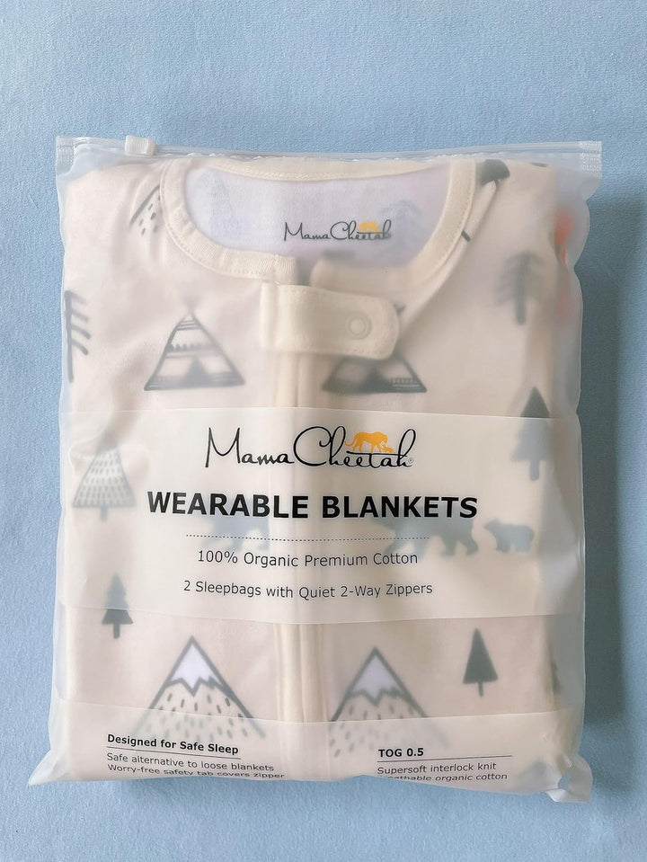 Mama Cheetah Baby Schlafsack, 0.5 TOG 100% Bio-Baumwolle, Ideal für den Sommer, Sommerschlafsack für