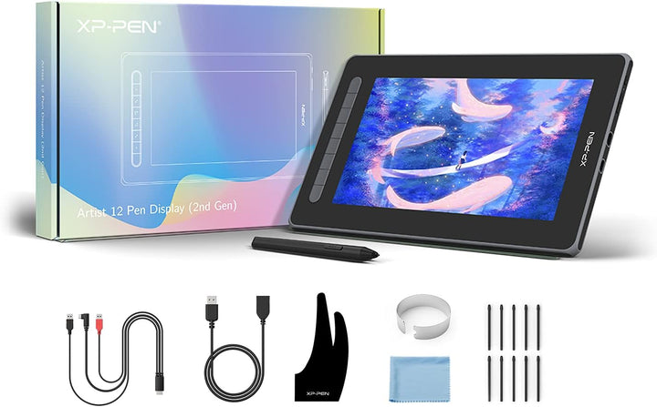 XP-PEN Artist 12 2. Generation Grafiktablett 11,9 Zoll Pen Display volllaminiert, X3 Smart-Chip batt