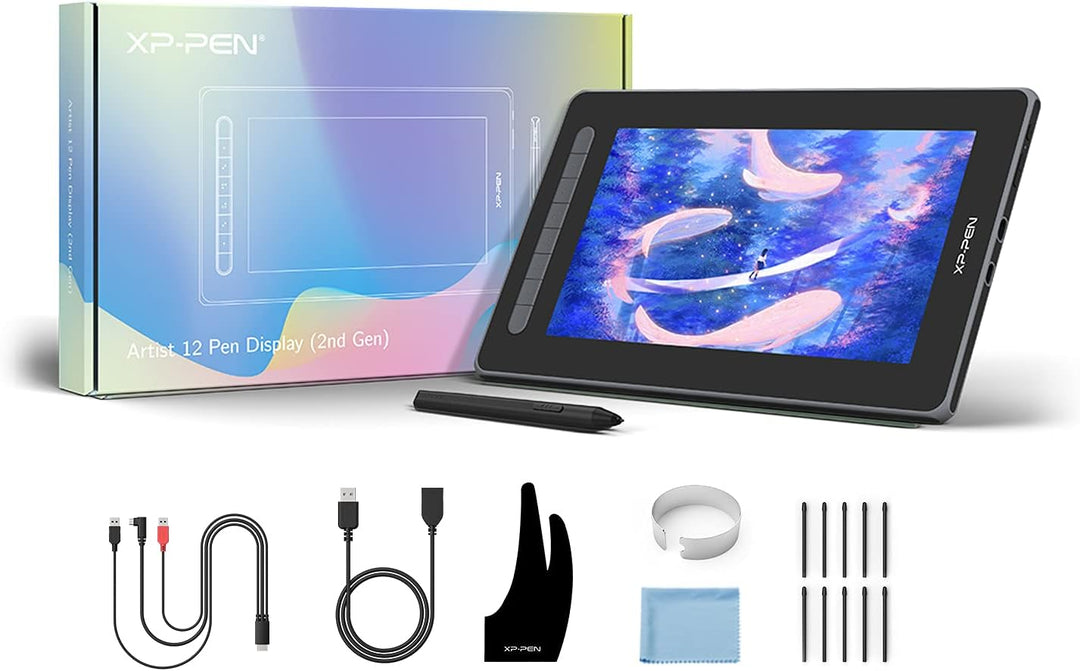 XP-PEN Artist 12 2. Generation Grafiktablett 11,9 Zoll Pen Display volllaminiert, X3 Smart-Chip batt