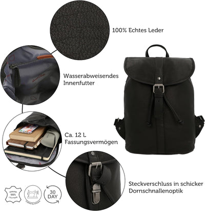 Gusti Unisex Rucksack Leder-Bennett Damen und Herren Rucksack Laptoptasche Cityrucksack Lederrucksac