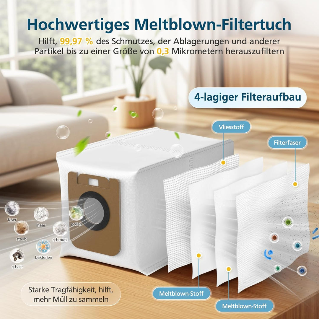 10 Stück Staubbeutel für Dreame D10 Plus / D10s / Z10 Pro / L10 Saugroboter, Ersatzteile für Dreame