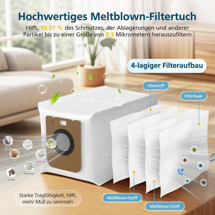 10 Stück Staubbeutel für Dreame D10 Plus / D10s / Z10 Pro / L10 Saugroboter, Ersatzteile für Dreame