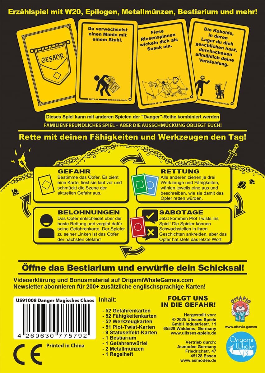 Ottavio, Danger: Das Spiel – Magisches Chaos, DE-Version, Familienspiel für 3-6 Spieler ab 12 Jahren