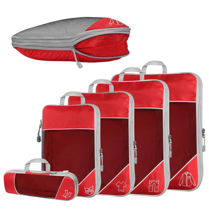 5-teilig Kompressions Packwürfel Set für Reisen, Compression Packing Cube zur Organisation Ihres Rei