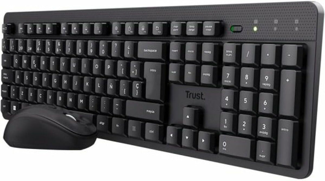Trust Ymo II Spanisches QWERTY-Layout Tastatur und Maus Set Kabellos Tastatur und Maus Negro, Tastat