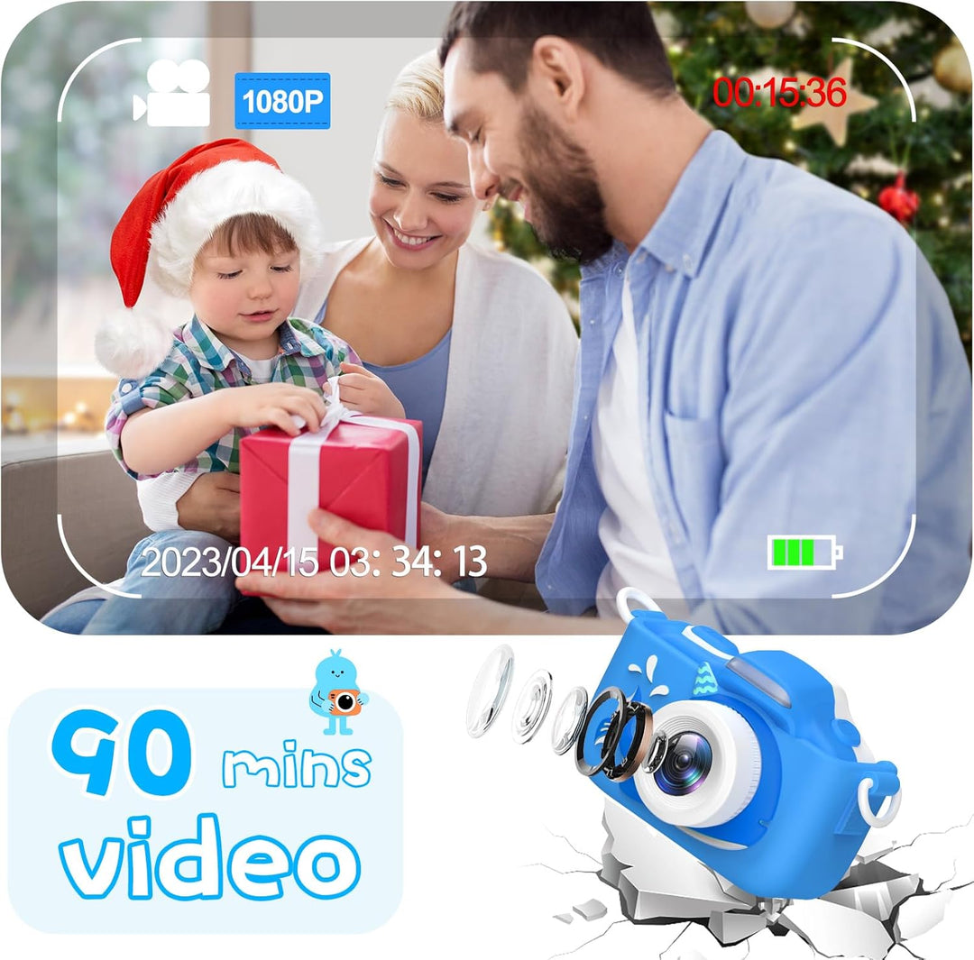 Kriogor Kinder Kamera, Digital Fotokamera Selfie und Videokamera mit 16 MP/Dual Lens/ 2 Inch Bildsch
