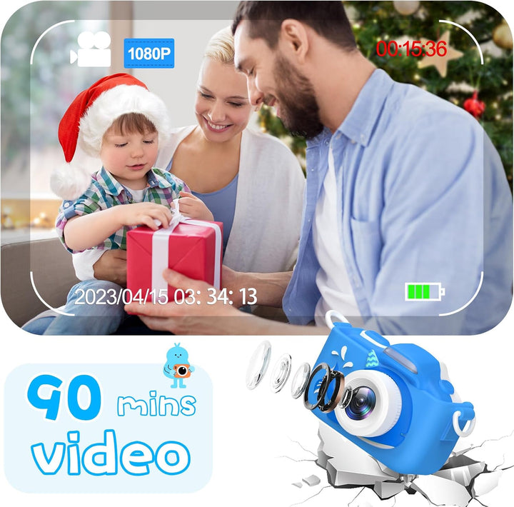Kriogor Kinder Kamera, Digital Fotokamera Selfie und Videokamera mit 16 MP/Dual Lens/ 2 Inch Bildsch
