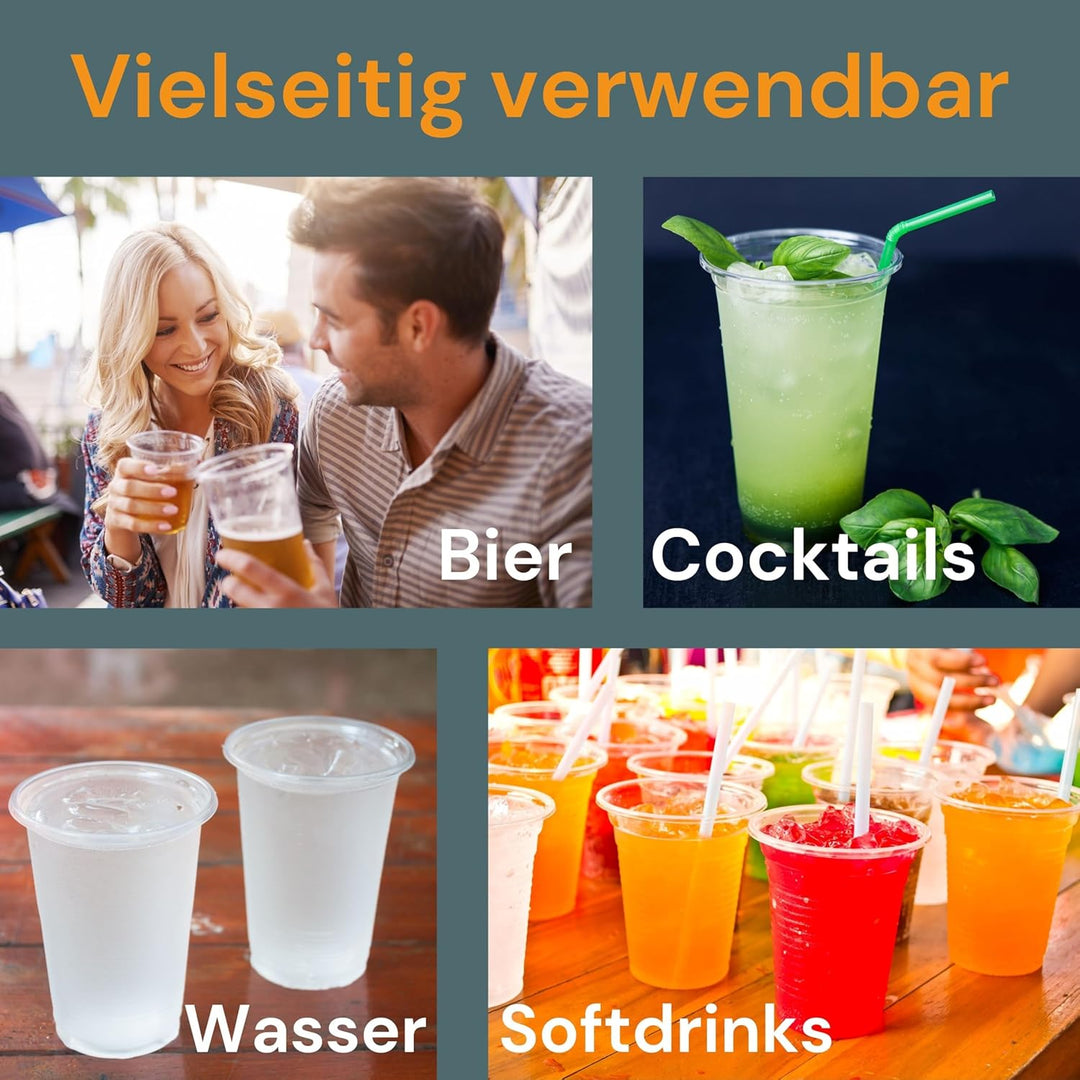 LogiPack GeRo Trinkbecher | Eichstrich 0,5l | Bierbecher Plastikbecher Einwegbecher aus Kunststoff P