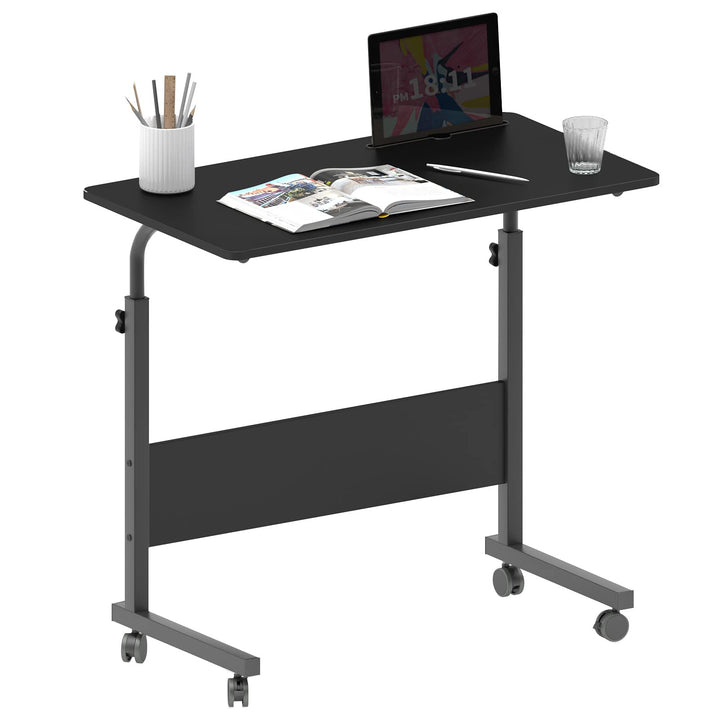 soges Computertisch Laptoptisch höhenverstellbar PC-Tisch mit Rollen, Oberfläche mit Einschnitt als