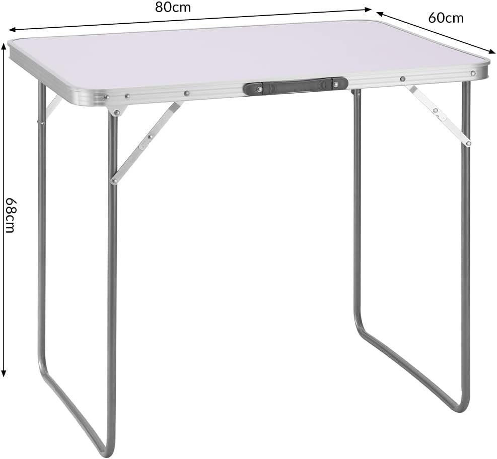 BAKAJI Campingtisch Picknick, weiss, Gestell aus Aluminium, zusammenklappbares System mit Tragegriff