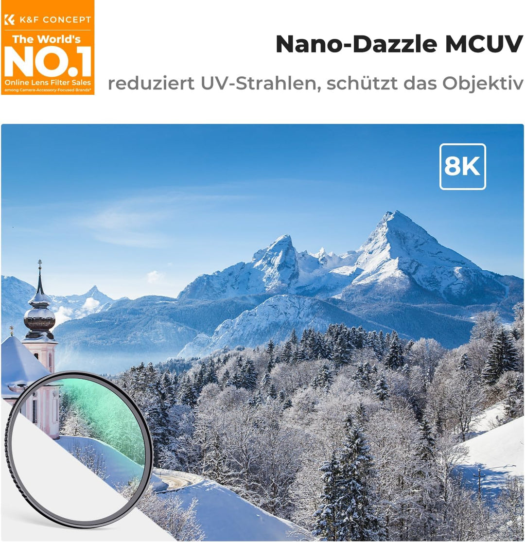 K&F Concept D-Serie 77MM MCUV Pro UV-Filter Slim MC UV Schutzfilter Ultraviolett-Filter, 77MM
