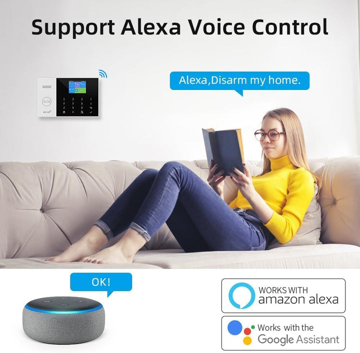 GSM Smart-Home-Sicherheitsalarm-Kit, drahtloses WiFi-Heimalarmsystem mit Sirene, PIR-Bewegungssensor