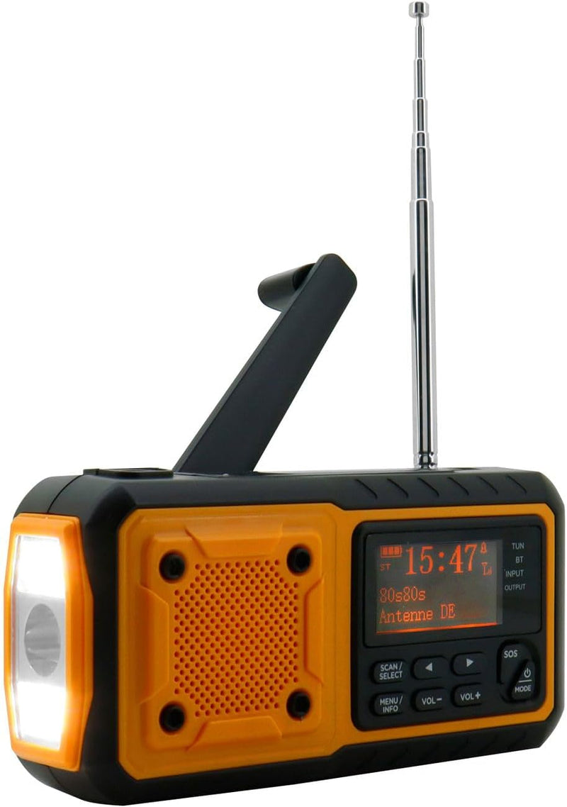 soundmaster DAB112OR Outdoorradio DAB+, UKW Notfallradio, Bluetooth®, USB Akku-Ladefunktion, Handku