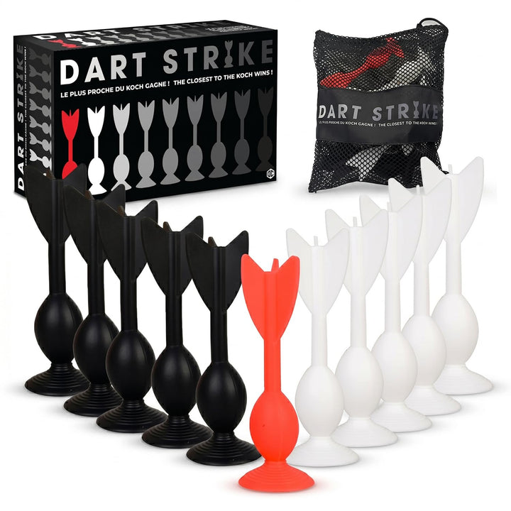 Dart Strike® | Mix Spiel Dart mit Saugnäpfen & Petanque | 11 Silicone Multi Surface Darts + Bag | Ki