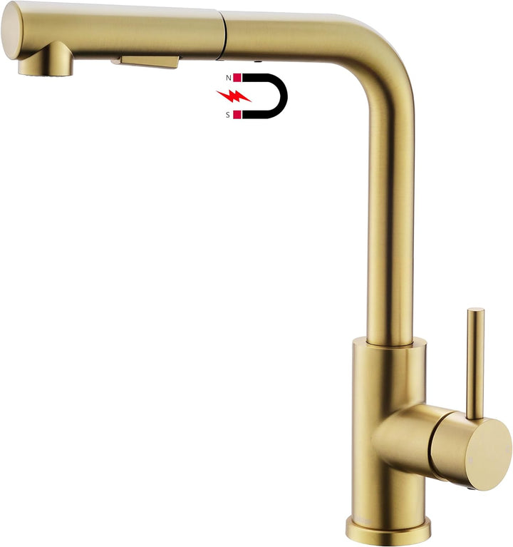 Tohlar Wasserhahn Küche Gold, Goldener Küchenamatur Ausziehbar mit Magnet Brause Zwei Strahlarten, H