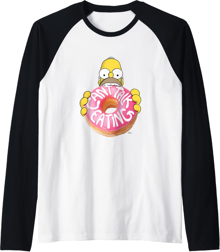 The Simpsons Homer Can't Talk Eating Donut Raglan
