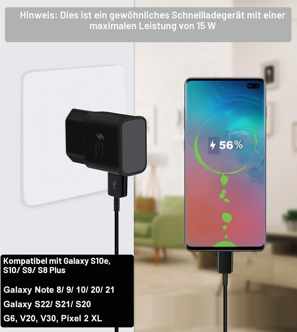 Samsung Schnellladegerät 15W Netzteil, schwarz, 3 Stück | Schnellladegerät 15W netzteil, für:Samsung