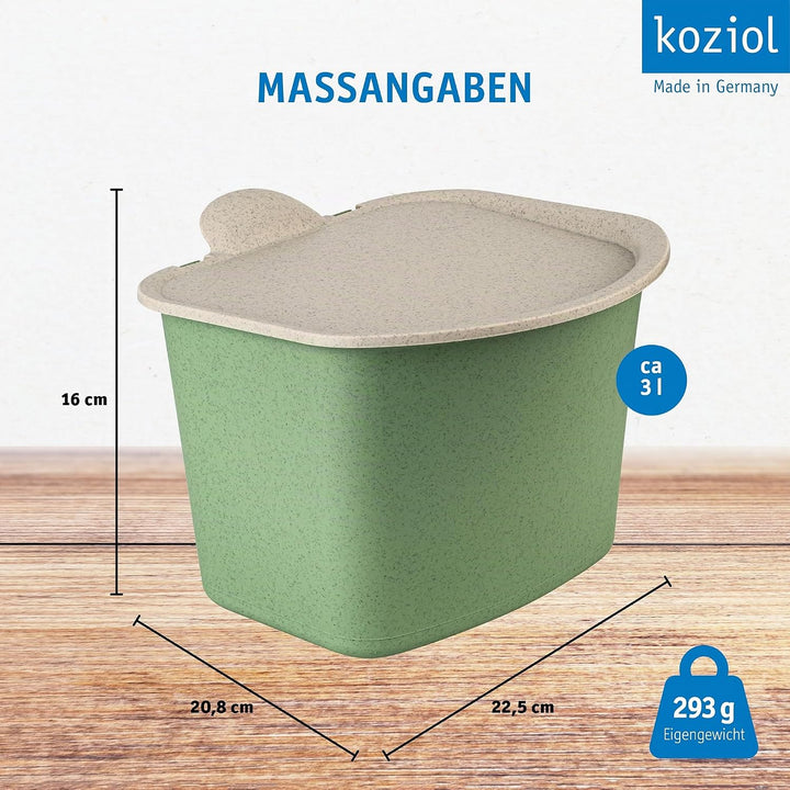 Koziol BIBO Biomülleimer 3 Liter mit Deckel | Küchenabfalleimer, Komposteimer | biozirkulärer Kunsts