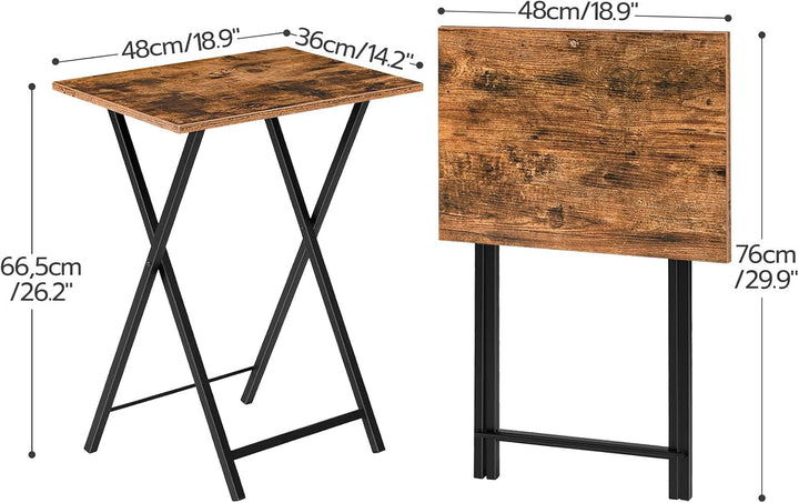 HOOBRO Beistelltisch Klappbar, Kleiner tabletttisch, TV Tray 2er Set, klapptisch Snack Tisch Industr